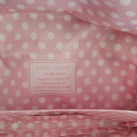 Este Lauder Liechtenstein Pink Polka Dot Tote and Cosmetic Bag. Like New! - Picture 4 of 8